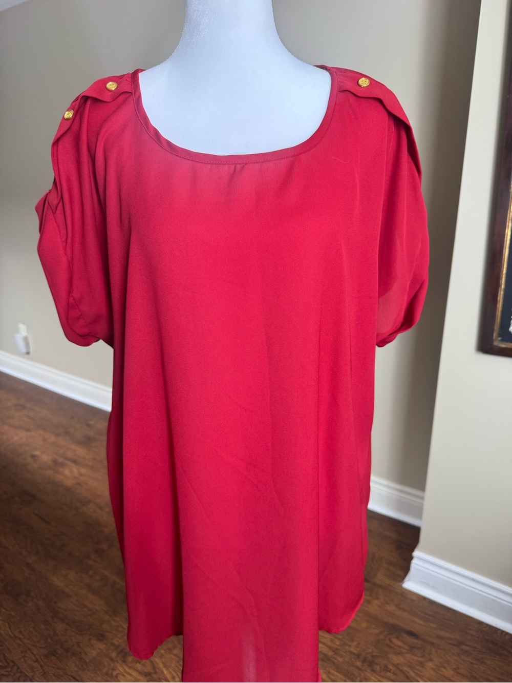 Speed limit red gold button shoulder blouse Y2K